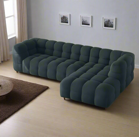 Dark gray sectional sofa on a transparent background