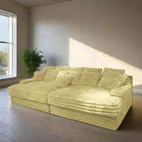 Oversized Modular Floor Sofa – Plush Ribbed Velvet Sectional Couch with Adjustable Cushions – Lounge Seating for Living Room, Home Theater, or Studio