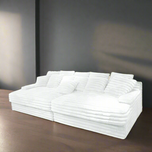Oversized Modular Floor Sofa – Plush Ribbed Velvet Sectional Couch with Adjustable Cushions – Lounge Seating for Living Room, Home Theater, or Studio