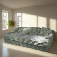 Oversized Modular Floor Sofa – Plush Ribbed Velvet Sectional Couch with Adjustable Cushions – Lounge Seating for Living Room, Home Theater, or Studio
