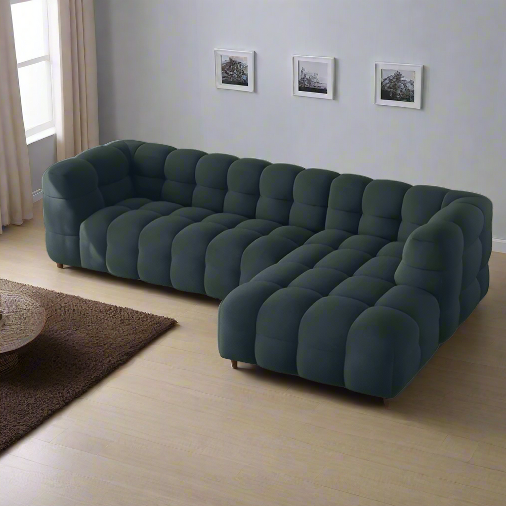 Modern Modular Tufted Sectional Sofa – Cloud Style Bouclé Upholstery, L-Shaped