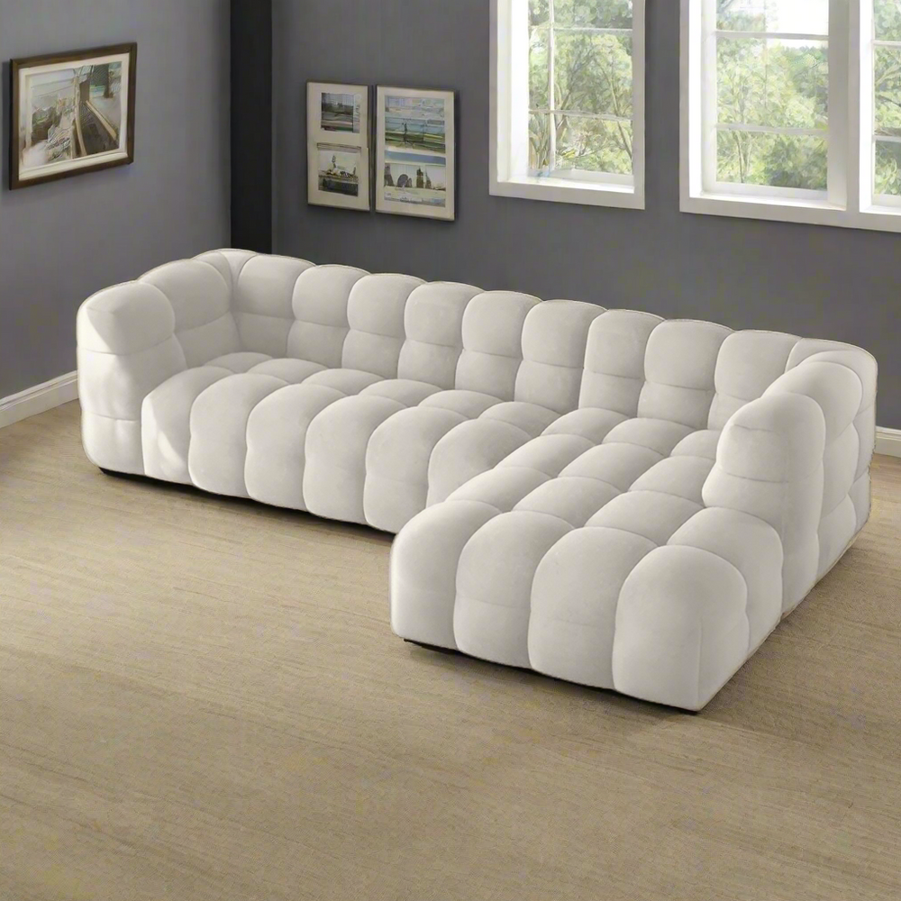 Modern Modular Tufted Sectional Sofa – Cloud Style Bouclé Upholstery, L-Shaped