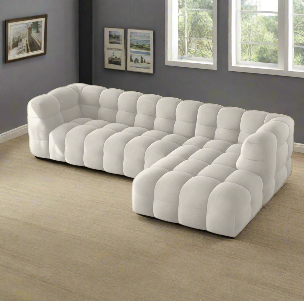 Modern Modular Tufted Sectional Sofa – Cloud Style Bouclé Upholstery, L-Shaped