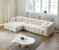 Modern Modular Tufted Sectional Sofa – Cloud Style Bouclé Upholstery, L-Shaped