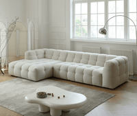 Modern Modular Tufted Sectional Sofa – Cloud Style Bouclé Upholstery, L-Shaped