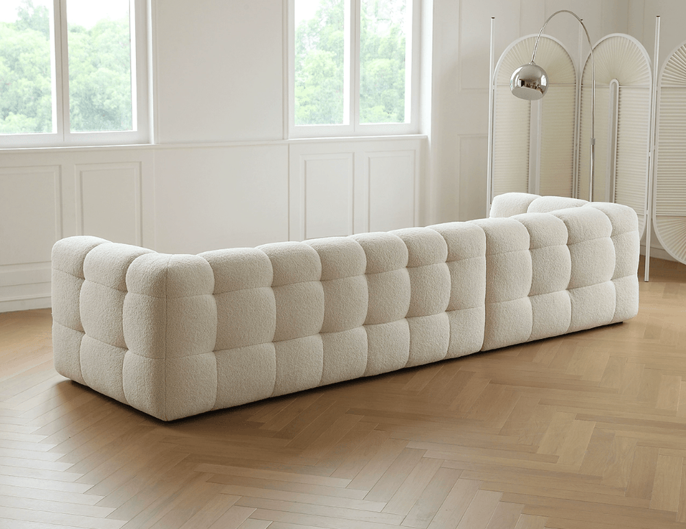 Modern Modular Tufted Sectional Sofa – Cloud Style Bouclé Upholstery, L-Shaped