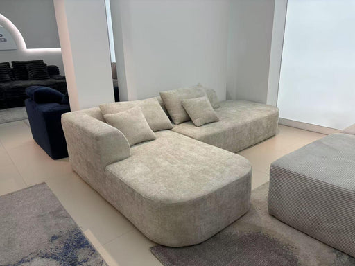 Premium L-shaped sectional sofa– Minimalist Upholstery with Soft Curves & Low Profile Design