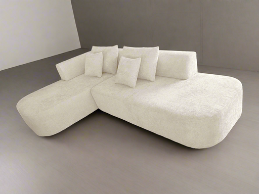 Premium L-shaped sectional sofa– Minimalist Upholstery with Soft Curves & Low Profile Design
